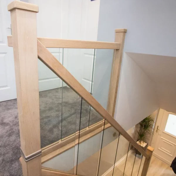 Modern Oak and Glass Banister Bundle 3.6m + 2.4m With Newel Posts and