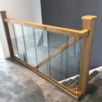 Staircase Handrail Oak and Glass Landing Banister Bundle for Landing up to 1.8m