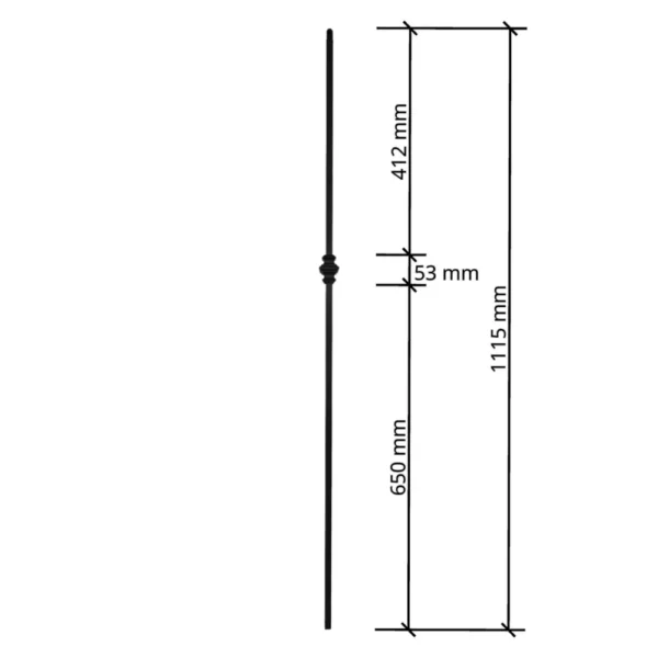 Chequer metal spindle - matt black - Image 3