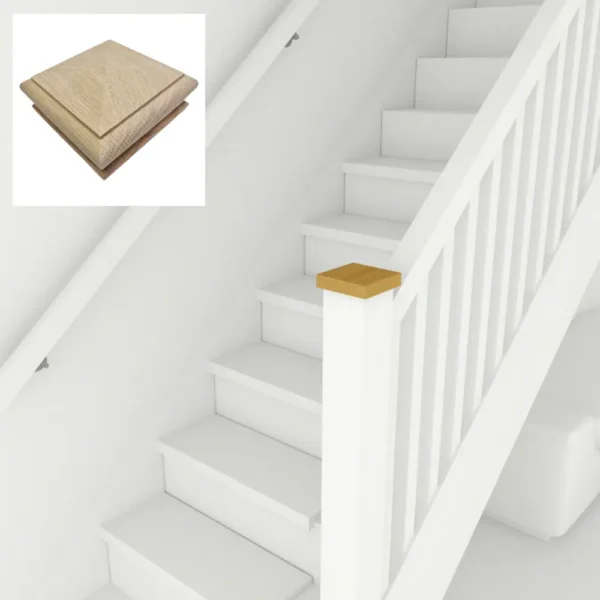 Pyramid Newel Cap Solid Oak to fit 90 mm Newel Post - Image 4