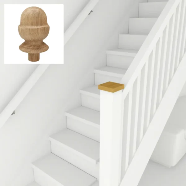 Acorn Newel Cap Solid Oak - Image 4