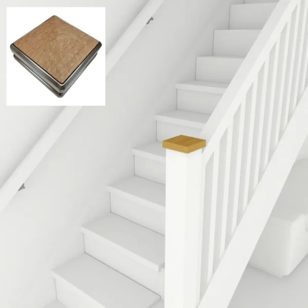 Oak & Brushed Nickel Newel Cap - Image 6