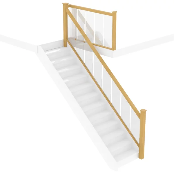Modern Oak and Glass Banister Bundle 4.2m + 1.8m With Newels and Glass Panels