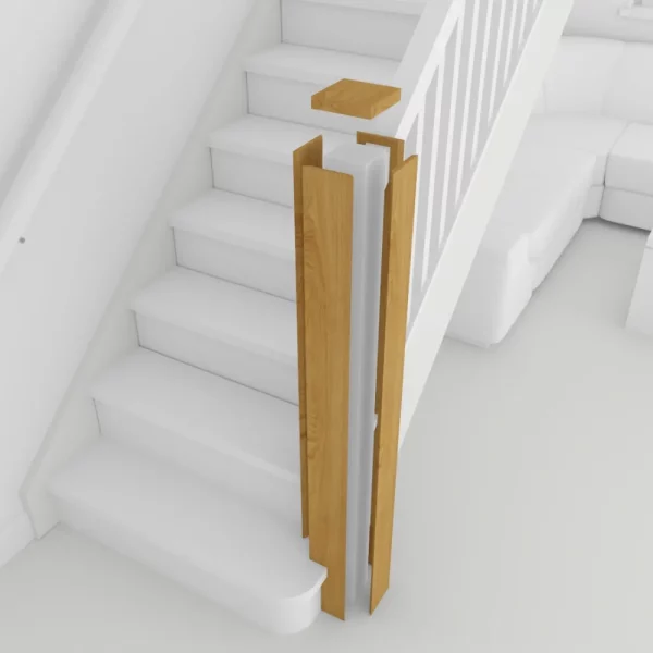 Mitred Newel Post Cladding Solid Oak