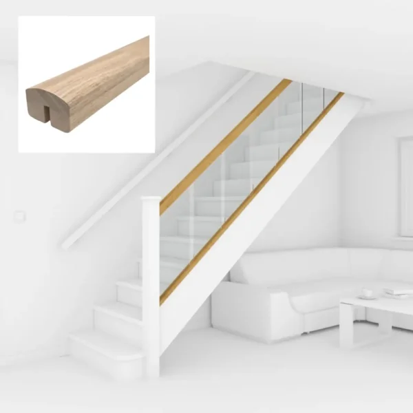 Oak Essential Finger Joint Handrail Grooved for 8mm Glass - Image 10