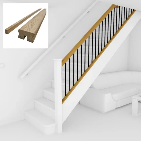 Bundle Builder Oak Finger Joint Handrail and Baserail set Grooved for Metal Spindles - Image 12