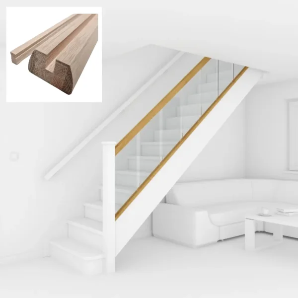 Oak Urban Baserail Grooved for Glass - Image 3