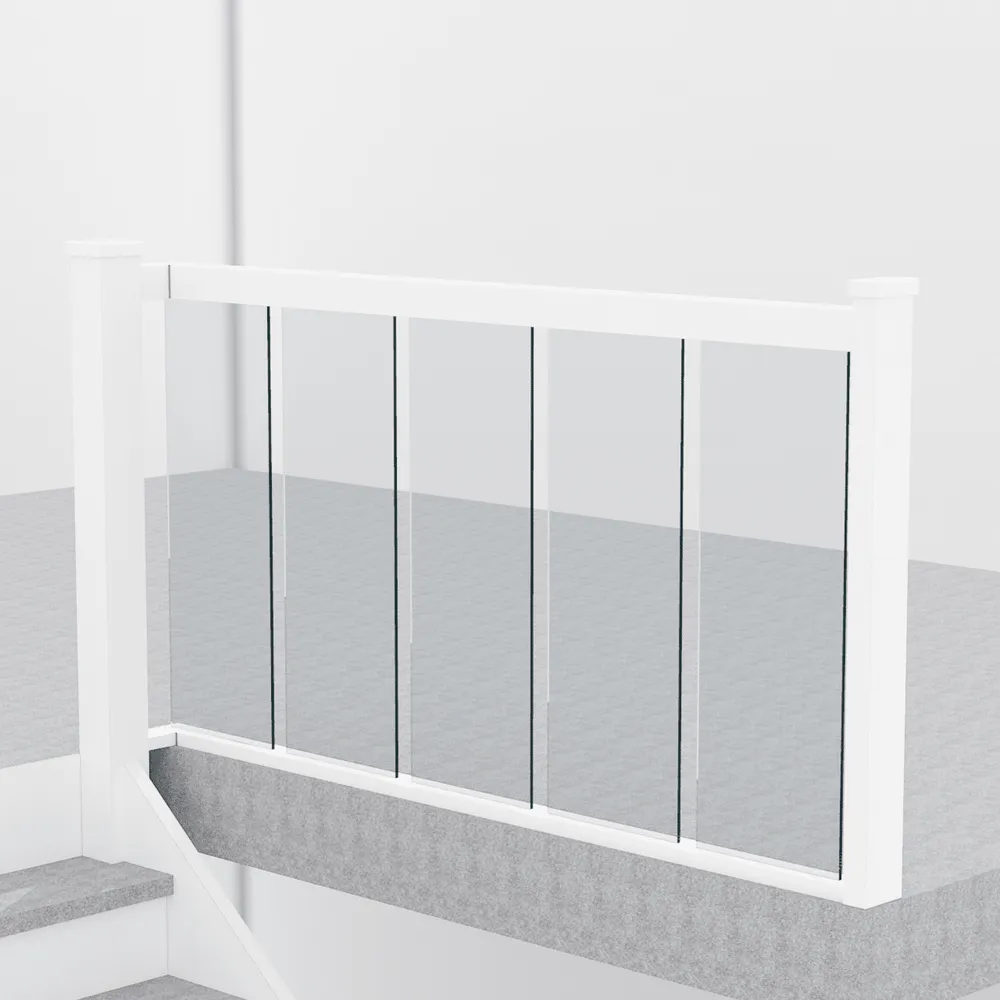 White Primed Modern Glass Banister Bundle for Landing up to 1.8m