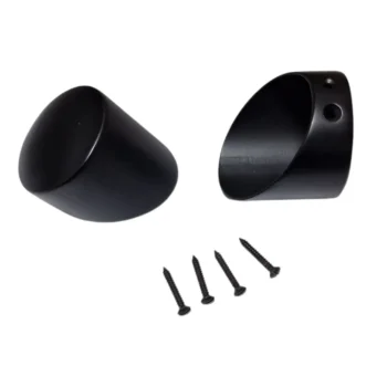 Slanted Black Mopstick Handrail End Caps Pair 54mm