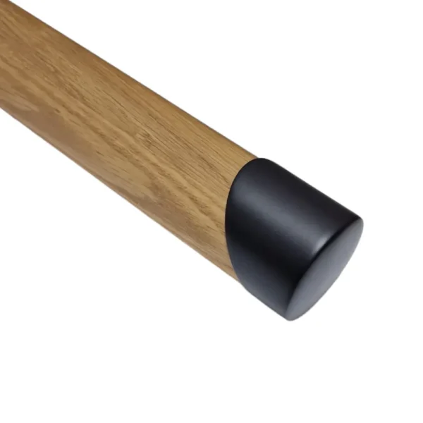 Slanted Black Mopstick Handrail End Caps Pair 54mm - Image 2