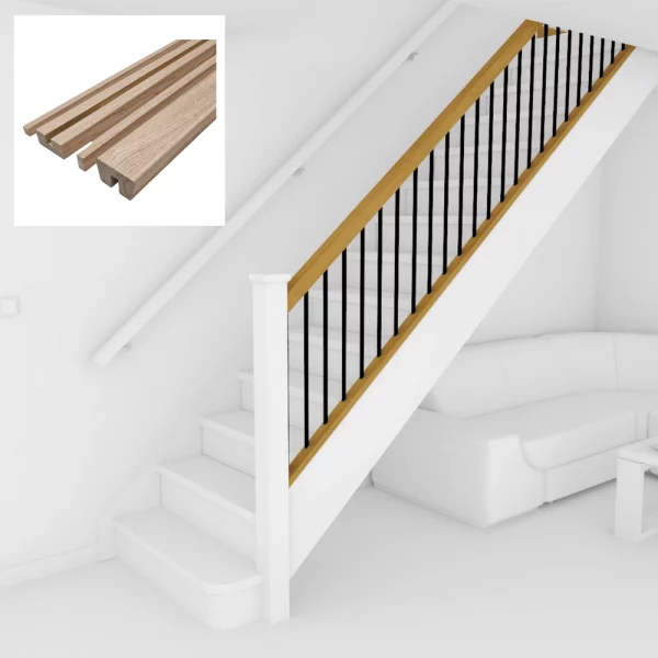 Bundle Builder Oak Signature Plus Handrail and Baserail set Grooved for Metal Spindles - Image 11