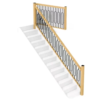 Oak Square Handrail and Metal Modern Sim Spindles Bundle 3.6m + 1.8m With Newels.